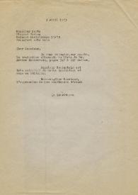 Portada:Carta dirigida a Wolfgang Mertz. París (Francia), 03-04-1973