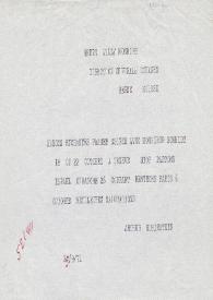 Portada:Telegrama dirigido a Willy Monnier. París (Francia), 25-09-1971