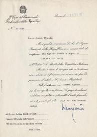 Portada:Carta dirigida a Arthur Rubinstein. Roma (Italia), 18-02-1971