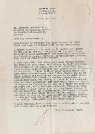 Portada:Carta dirigida a Itzchak Pruschnovski. Nueva York, 01-03-1961