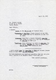 Portada:Carta dirigida a Michael Rainer, 13-04-1971