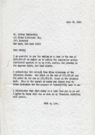 Portada:Carta dirigida a Arthur Rubinstein. Nueva York, 30-06-1969