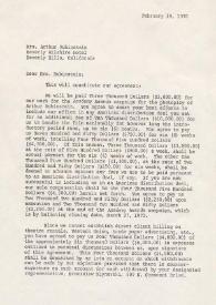 Portada:Contrato entre Arthur Rubinstein y Solters and Sabinson, Inc. por la distribución de su trabajo