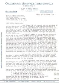Portada:Contrato entre Arthur Rubinstein y Organisation Artistique Internationale para una gira de 19 conciertos
