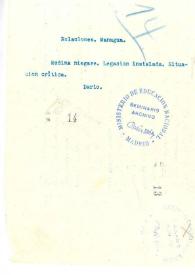 Portada:Telegrama de Rubén Darío a Ministro de Relaciones Exteriores en Managua