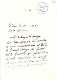 Portada:Carta de Rubén Darío a CASA MENDARO, Marqués de