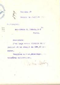 Portada:Carta de Rubén Darío a LEBOCQ, G. &amp; CIE