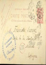 Portada:Tarjeta postal de Rubén Darío a SÁNCHEZ, Francisca