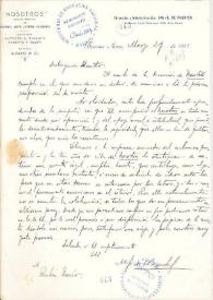 Portada:Carta manuscrita con membrete: \"Nosotros. Revista mensual de Historia-Arte-Letras-Filosofía …\"