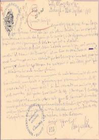 Portada:Carta manuscrita con ex-libris del autor y sello español de 15 céntimos