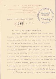 Portada:Carta mecanografida con membrete de El Nuevo Mercurio. Firma manuscrita.