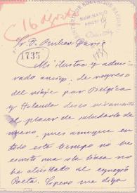 Carta de Carmen de Burgos a Rubén Darío. Villemomble (París), 12 de agosto de 1911