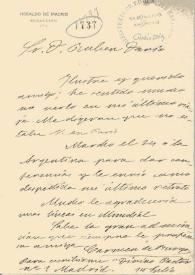 Carta de Carmen de Burgos a Rubén Darío. Madrid, 15 de julio de [1913?]