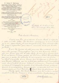 Portada:Carta manuscrita con membrete del autor