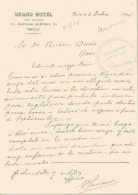 Portada:Carta manuscrita con membrete de Grand Hotel de Suez … Paris