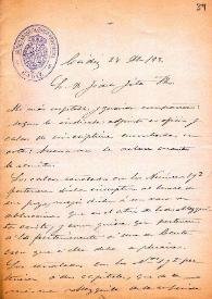 Portada:Carta de Francisco de Asís Vera a Fidel Fita explicando la procedencia de unos calcos de inscripciones