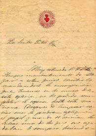 Portada:Carta de Faustino Melín a F. Fita envía el texto de una inscripción de los Santos de Maimona
