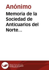 Portada:Memoria de la Sociedad de Anticuarios del Norte correspondiente a 1850 con un extracto de los estatutos, una lista de sus miembros y una relación de sus publicaciones