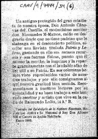 Portada:Nota de prensa alusiva a las actividades desarrolladas por Nicomedes Martín Mateos.
