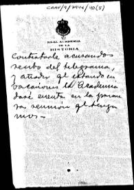 Portada:Nota interna en la que se urge a contestar el telegrama remitido por el Gobernador Civil de Ávila.