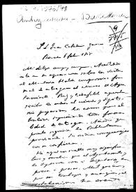 Portada:Carta en la que se trata la problemática de la cesión del Museo Provincial de Barcelona al Ayuntamiento