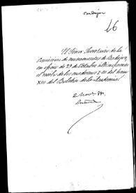 Portada:Carpetilla de expediente sobre el acuse de recibo de los cuadernos I-III del tomo XIII del Boletín de la Real Academia de la Historia