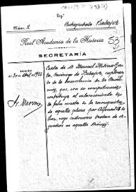 Portada:Carpetilla de expediente sobre la consulta de la fecha exacta de la conquista de Badajoz por Alfonso IX de León, cuyo centenario se quiere celebrar