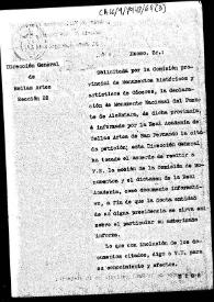 Portada:Oficio de remisión de la moción de la Comisión de Monumentos de Cáceres en la que se solicita la declaración de Monumento Nacional el Puente de Alcántara, a fin de que la Academia emita su informe.