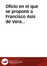 Portada:Oficio en el que se propone a Francisco Asis de Vera para conservador del Museo Arqueológico de Cádiz.