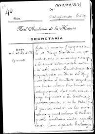 Portada:Carpetilla de expediente sobre le informe de Pelayo Quintero sobre los descubrimientos arqueológicos de Prado del Rey