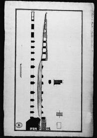 Portada:Dibujo a tinta china y aguada de la planta y alzado de los restos de un puente romano en Alconétar o Mantible