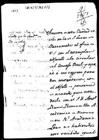 Portada:Oficio de acuse de recibo de la circular de 1818 relativa a la inspección de las antigüedades del Reino