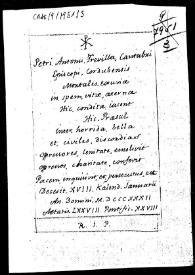 Portada:Texto de la inscripción para la lápida sepulcral del Obispo de Córdoba Pedro Antonio Trevilla Montales