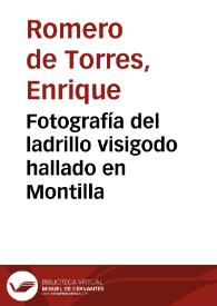 Portada:Fotografía del ladrillo visigodo hallado en Montilla