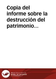 Portada:Copia del informe sobre la destrucción del patrimonio arquitectónico de la ciudad de Cuenca