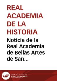 Portada:Noticia de la Real Academia de Bellas Artes de San Fernando relativa al nombramiento de un escribiente de la Comisión de Monumentos de Badajoz, en 1874