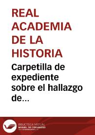 Portada:Carpetilla de expediente sobre el hallazgo de cerámicas iberorromanas en la Alcudia de Guadix.