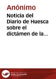 Portada:Noticia del Diario de Huesca sobre el dictámen de la Real Academia de la Historia acerca del escudo de Huesca