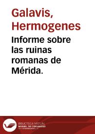 Portada:Informe sobre las ruinas romanas de Mérida.