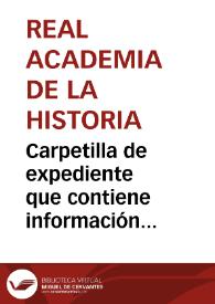 Portada:Carpetilla de expediente que contiene información sobre hallazgos epigráficos en la provincia de Córdoba y que quedan reservados hasta que se nombre anticuario e informe sobre ellos.