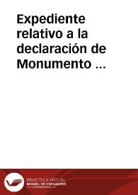 Portada:Expediente relativo a la declaración de Monumento Nacional al Monasterio de Nuestra Señora de Rueda (Escatrón, Zaragoza).