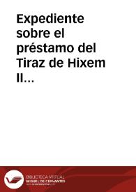 Portada:Expediente sobre el préstamo del Tiraz de Hixem II a la Sociedad de Amigos del Arte para una exposición de telas antiguas españolas