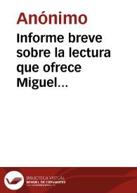 Portada:Informe breve sobre la lectura que ofrece Miguel Cortés de las seis inscripciones halladas en Valencia.