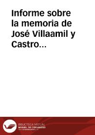 Portada:Informe sobre la memoria de José Villaamil y Castro acerca del  báculo y calzado episcopal de Mondoñedo.