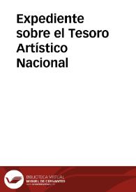 Portada:Expediente sobre el Tesoro Artístico Nacional