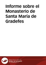 Portada:Informe sobre el Monasterio de Santa María de Gradefes