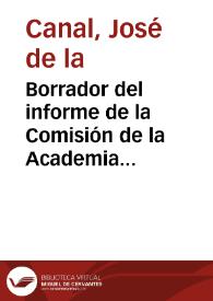 Portada:Borrador del informe de la Comisión de la Academia sobre la propuesta de creación de un Museo de Antigüedades
