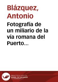 Portada:Fotografía de un miliario de la vía romana del Puerto de la Fuenfría.