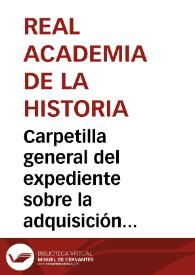 Portada:Carpetilla general del expediente sobre la adquisición de la colección de cerámica eneolítica e ibérica de Antonio Pons y Olives.