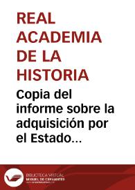 Portada:Copia del informe sobre la adquisición por el Estado de una pequeña estatua griega de Hércules de mármol blanco, procedente de Alcalá la Real (Jaén)